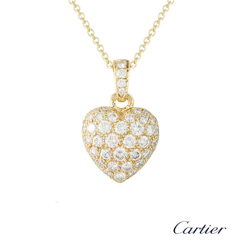 cartier pave diamond heart pendant